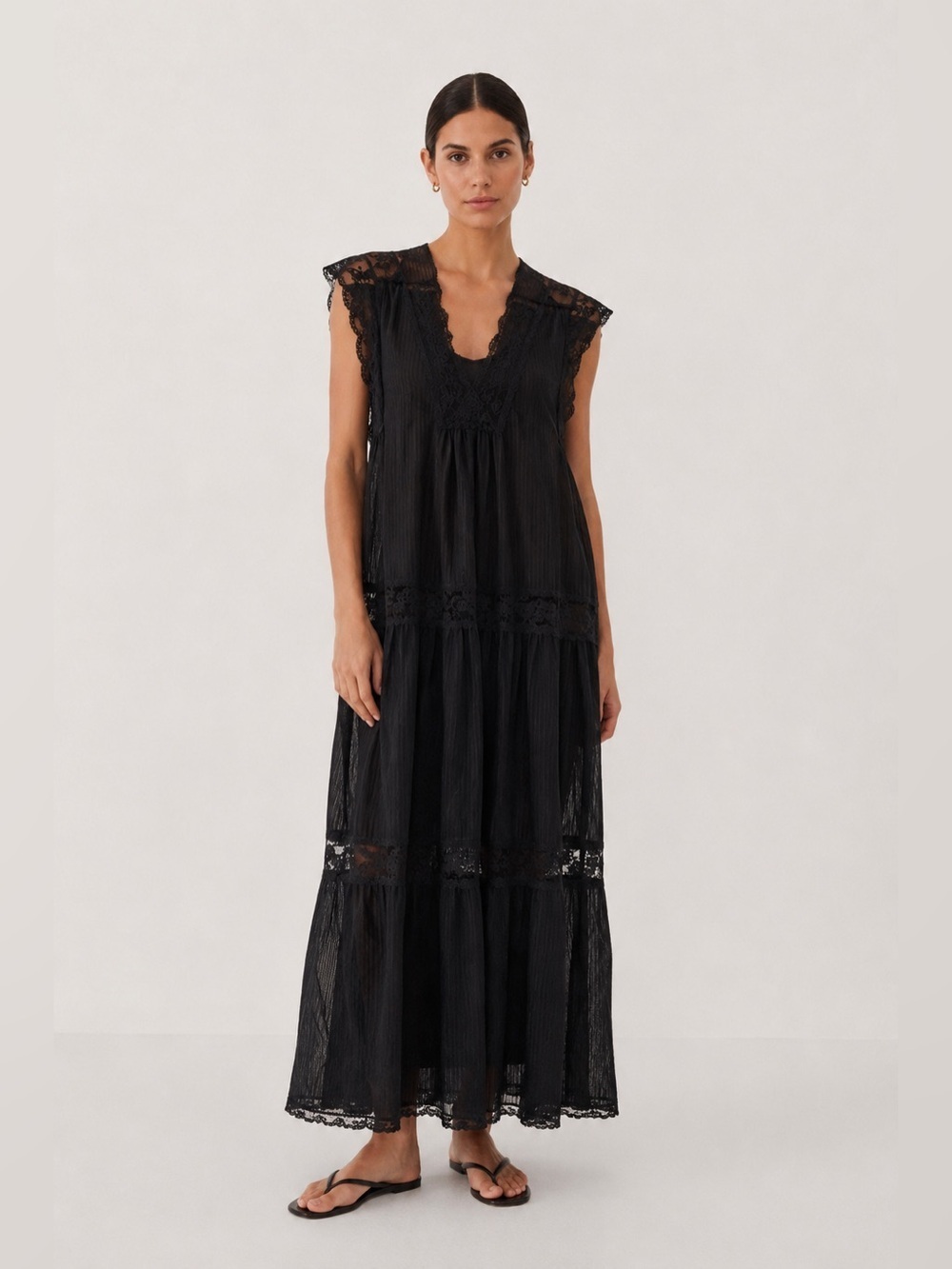 Vintage Tom Bezduda for Barad & Co black semi sheer nightgown.size small